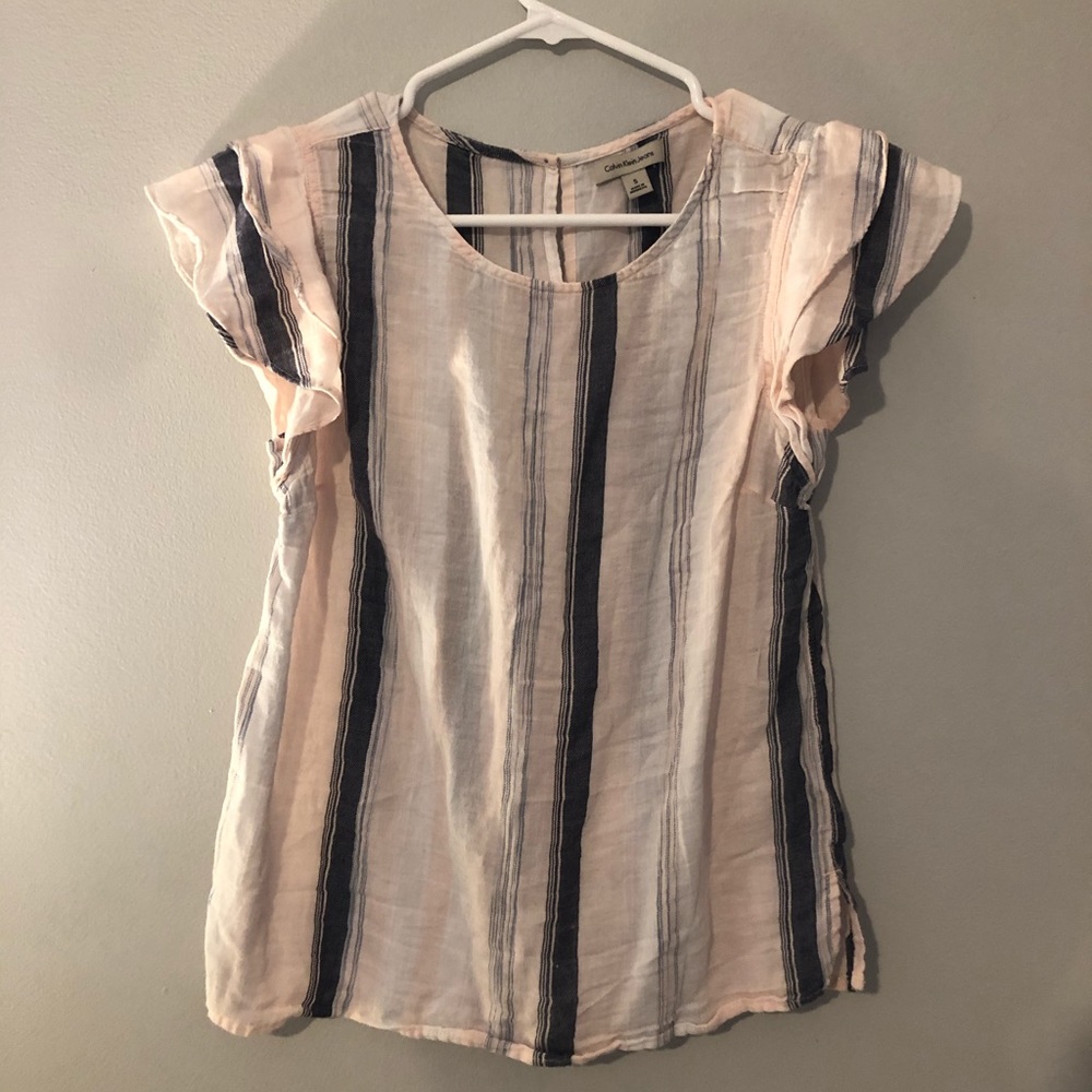 Calvin Klein striped shirt with ruffled sleeves